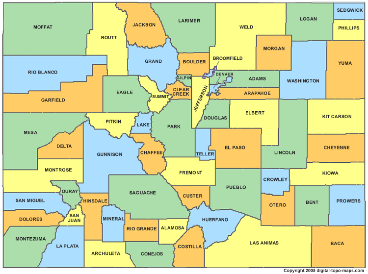 a map showing Colorado counties 