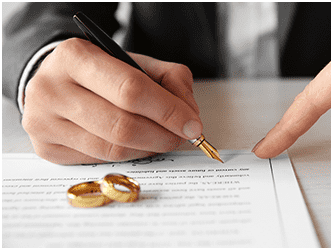 man signing a divorce paper